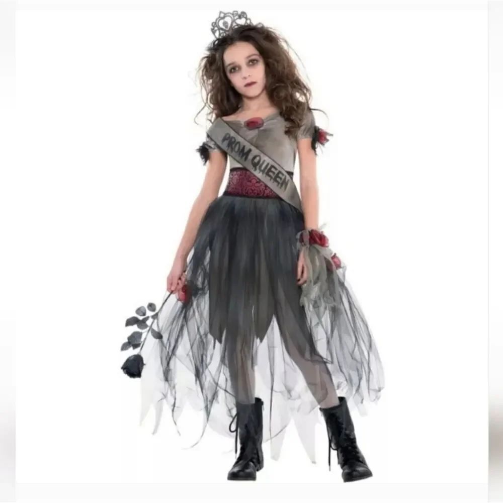 Prom Corpse Prom Queen Costume Girls Sz. L 12-14- 5‎ Piece- NEW!